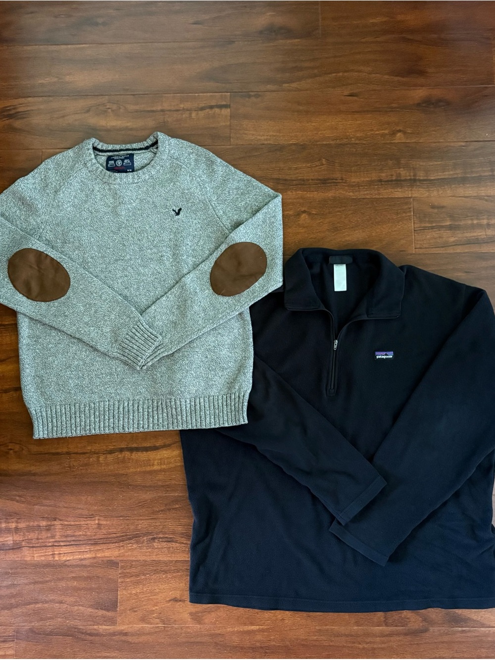 American Eagle Outfitters Sweater with Elbow Patches Patagonia Quarter Zip Combo
